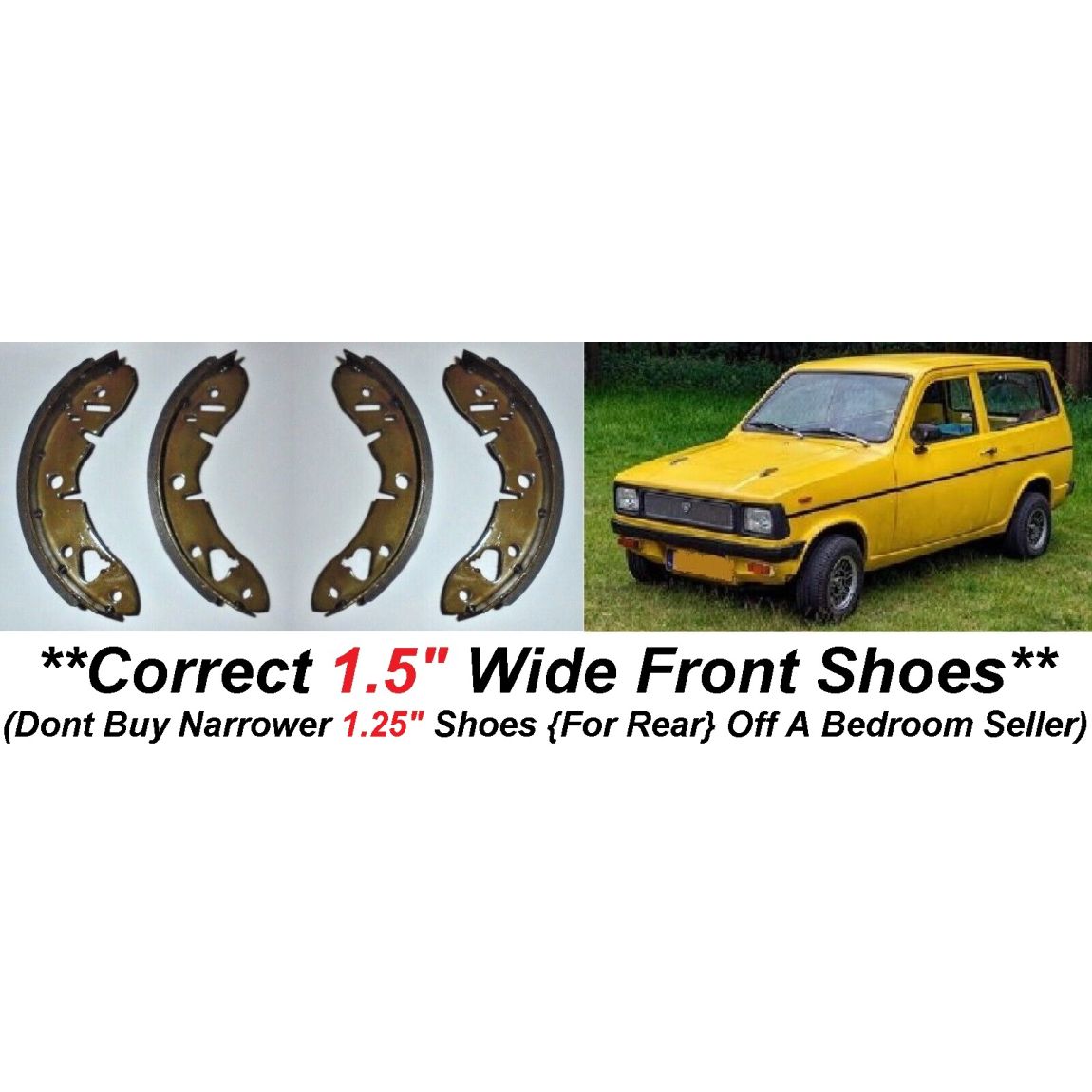 FRONT BRAKE SHOES SET (Reliant Kitten & Fox) (1975- 90)   